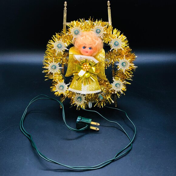 Christmas Kitsch Halo Angel Window Hanging Illuminated Ornament Vintage Plug In - Picture 9 of 10